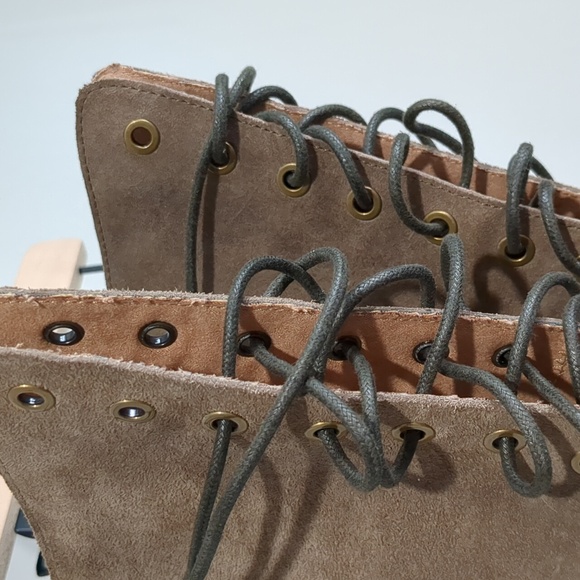 Free People x Jeffrey Campbell Perspective Suede Tall Knee High Lace Up Boot 8.5 - Picture 14 of 16